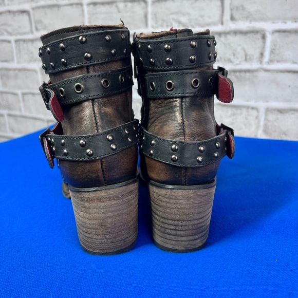 🦅|•FREEBIRD BY STEVEN•| SLAYER Leather Buckle Ankle Booties Size 8 - Picture 4 of 12